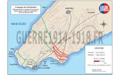 Campagne des Dardanelles – Débarquement et conquête d’une base de départ dans la région du Cap Hellés, du 25 au 30 avril 1915
