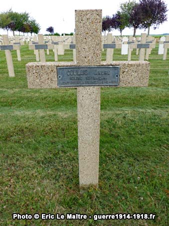 Photographie de la tombe du soldat André Coulais dans la nécropole d'Étinehem